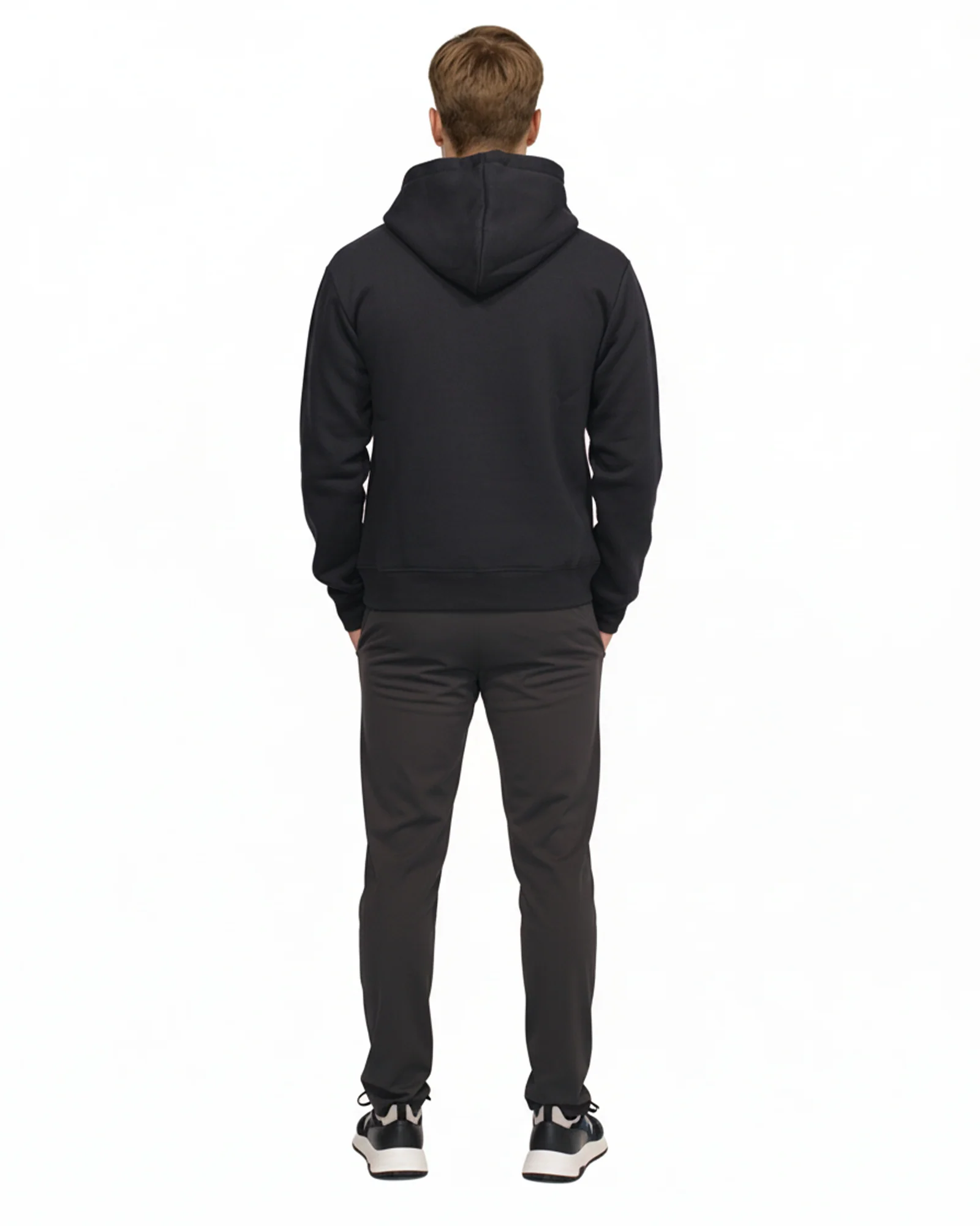 Heavy Plain Pocket Logo Hoodie - Navy - Image 4