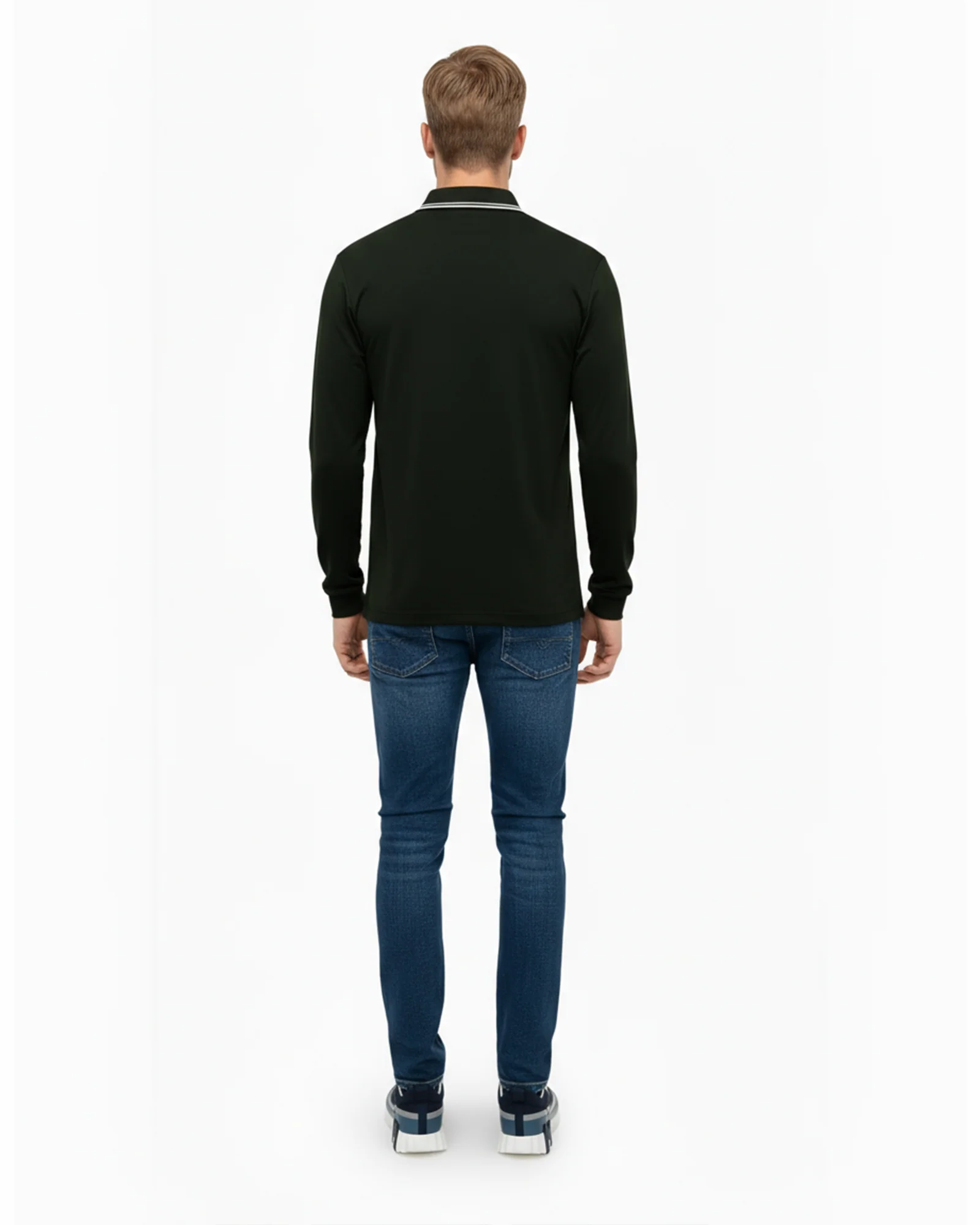 Luxe Long Sleeve Polo - Black - Image 3