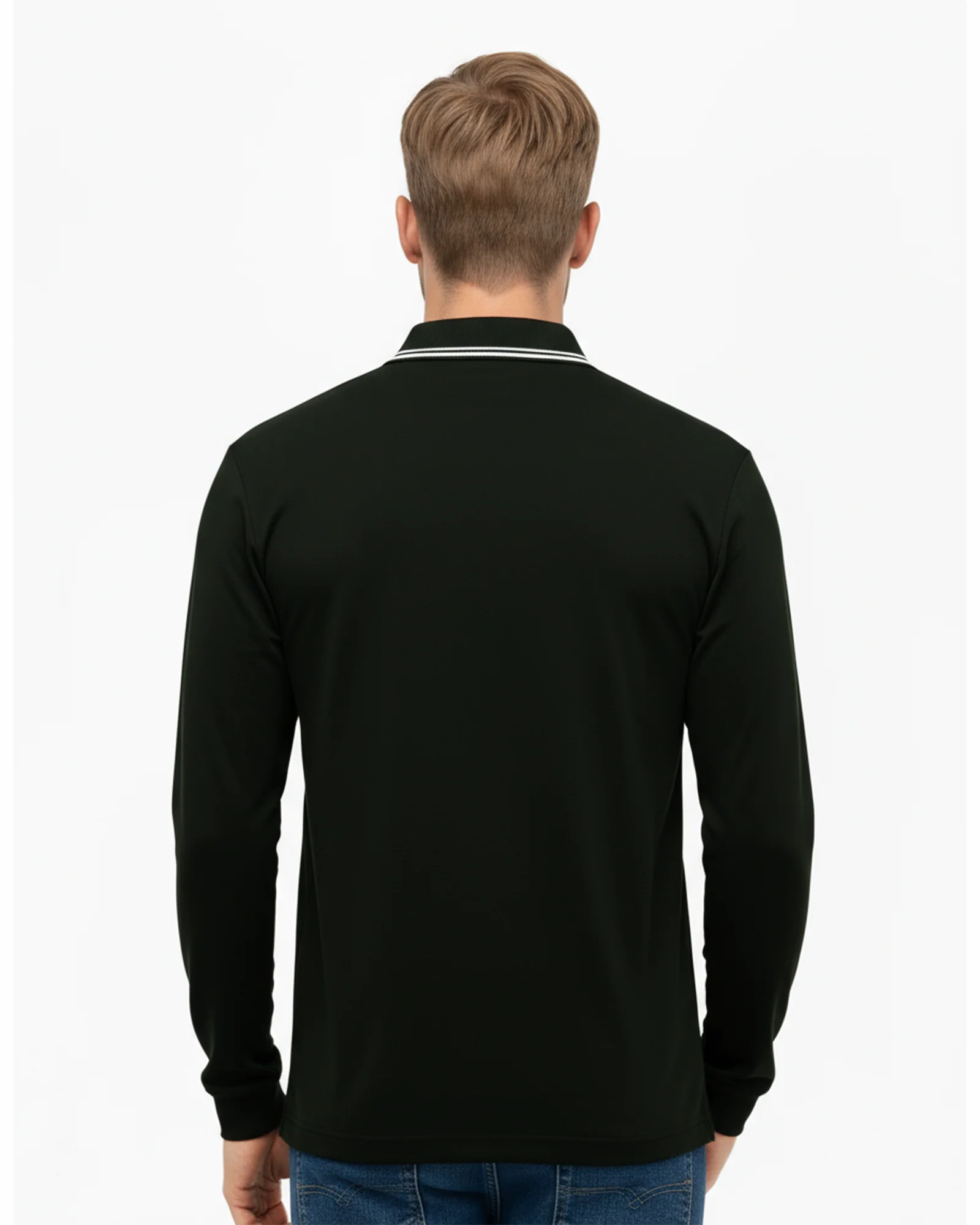 Luxe Long Sleeve Polo - Black - Image 4
