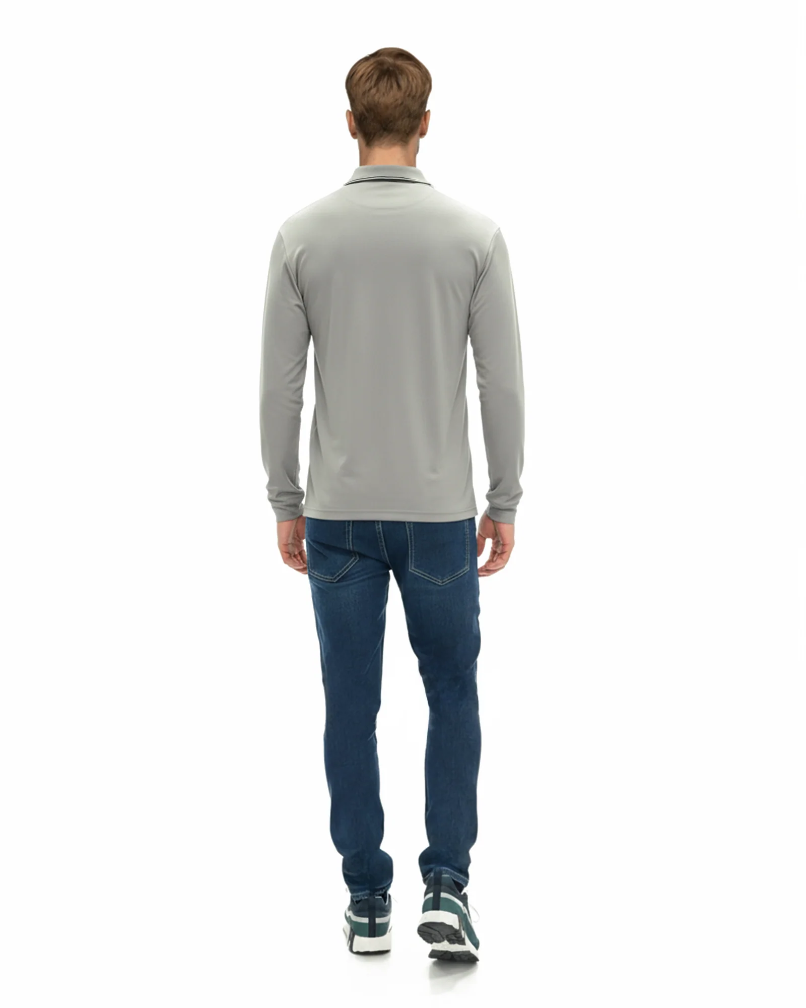 Luxe Long Sleeve Polo - Grey - Image 3