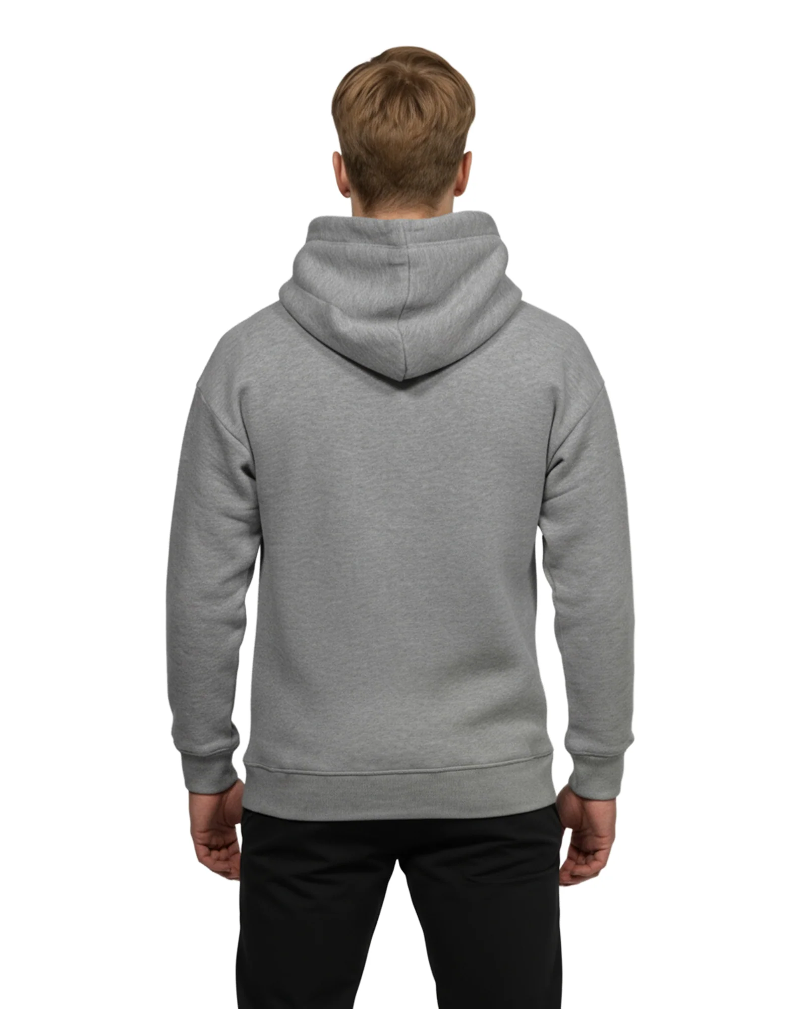 Heavy Plain Pocket Logo Hoodie - Grey - Image 3