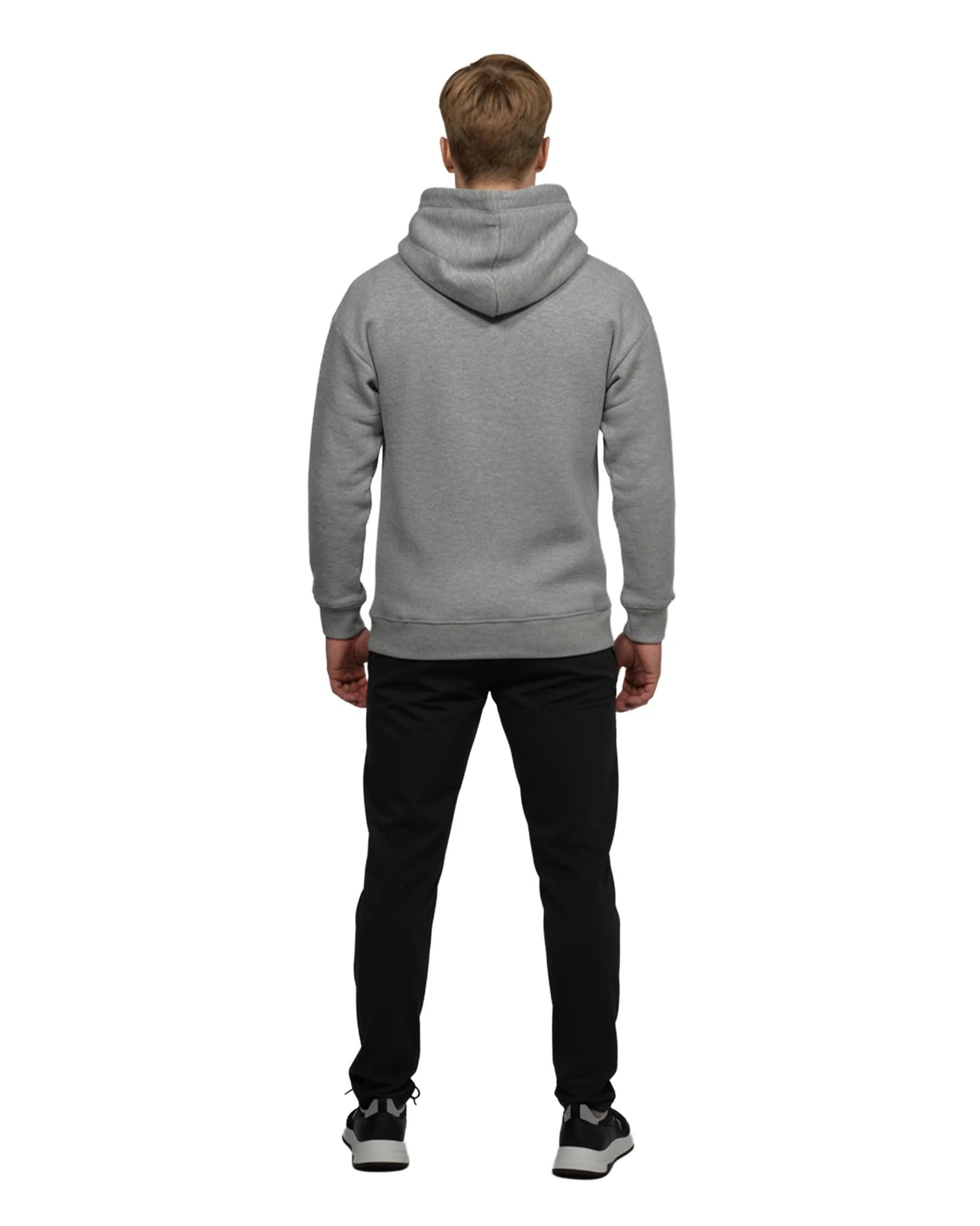 Heavy Plain Pocket Logo Hoodie - Grey - Image 4