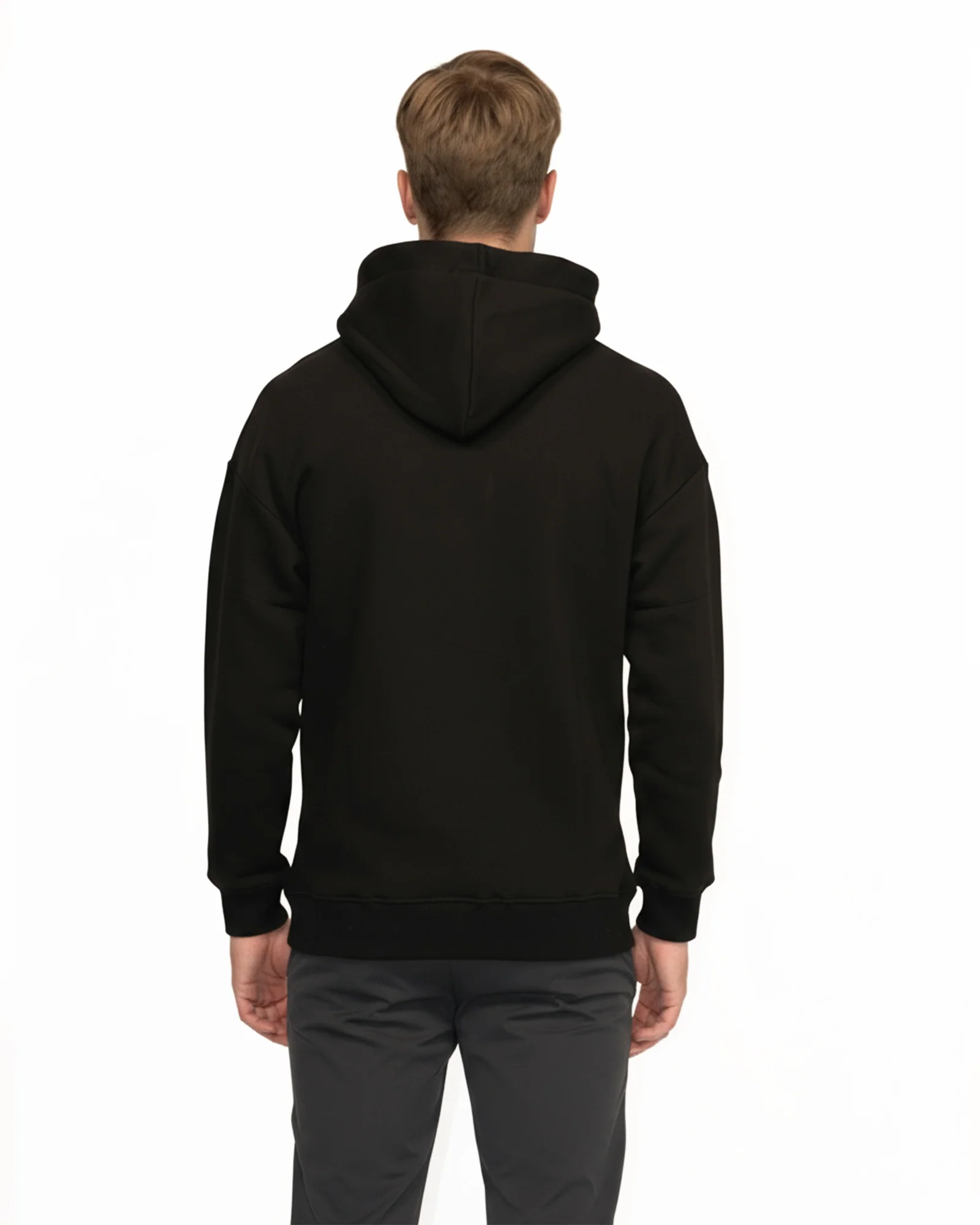 Heavy Plain Pocket Logo Hoodie - Black - Image 4